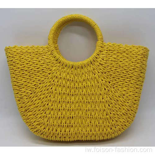 אופנה נשים פנאי תיק חוף תיק קש ארוג